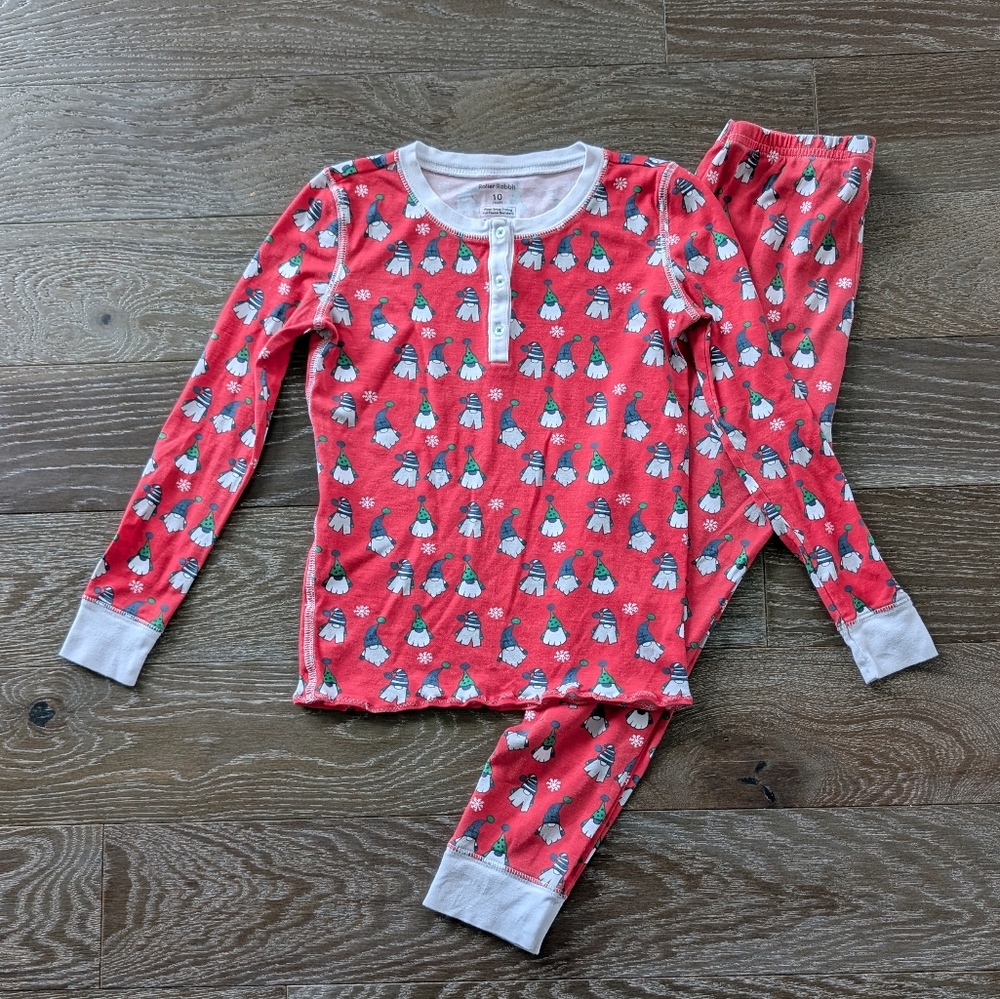 Roller Rabbit Red Christmas Gnome 2 Piece Pajama Set Size 10